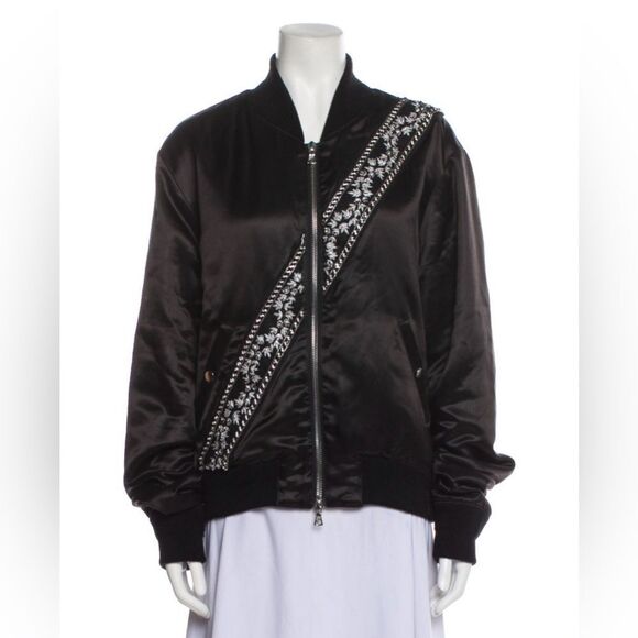 Crystal Amiri Bomber Jacket - Black - size L - Unisex - Silk Bomber Jacket Coat - Picture 15 of 16